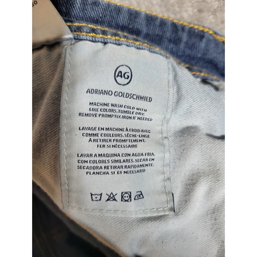Adriano Goldschmied Slim Straight Jeans Mens Size 32x32 Blue Stretch Distressing